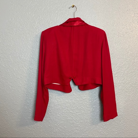 VINTAGE S.L. FASHION RED DOUBLE COLAR CROP BLAZER - Picture 4 of 8